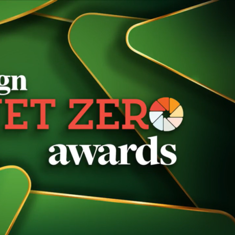 The Ad Net Zero Awards logo on a leafy background